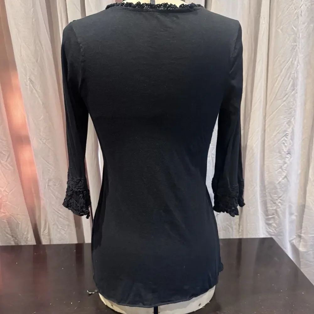 Ann Ferriday VTG Stock 100 % Cotton And Sequin Top S/M - Picture 4 of 5